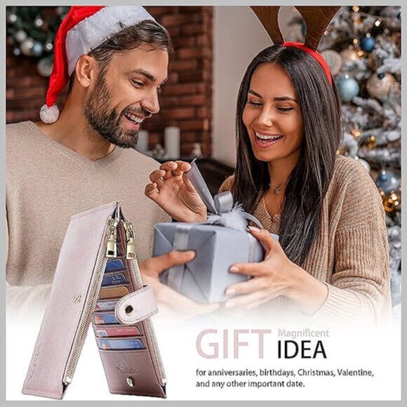 RFID Wallet Women Bifold Multi Card Wallet Case , Rose Gold - Picture 6 of 9